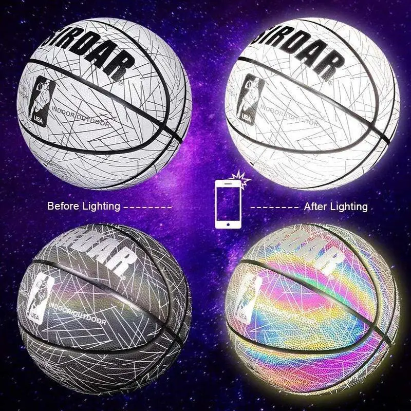 Отразяваща Баскетболна Топка Размер на 7 Нажежен Баскетболен Нажежен Баскетболна Топка за Нощен Игри Свети в Тъмното за Младежи Мъже Жени