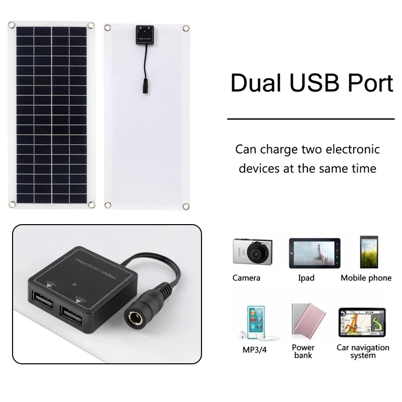 Комплект слънчеви панели с два USB 300 W 12 В В в комплект 30A 60A контролер на заряд, клетка за зарядно устройство за къмпинг на колела, външно захранване