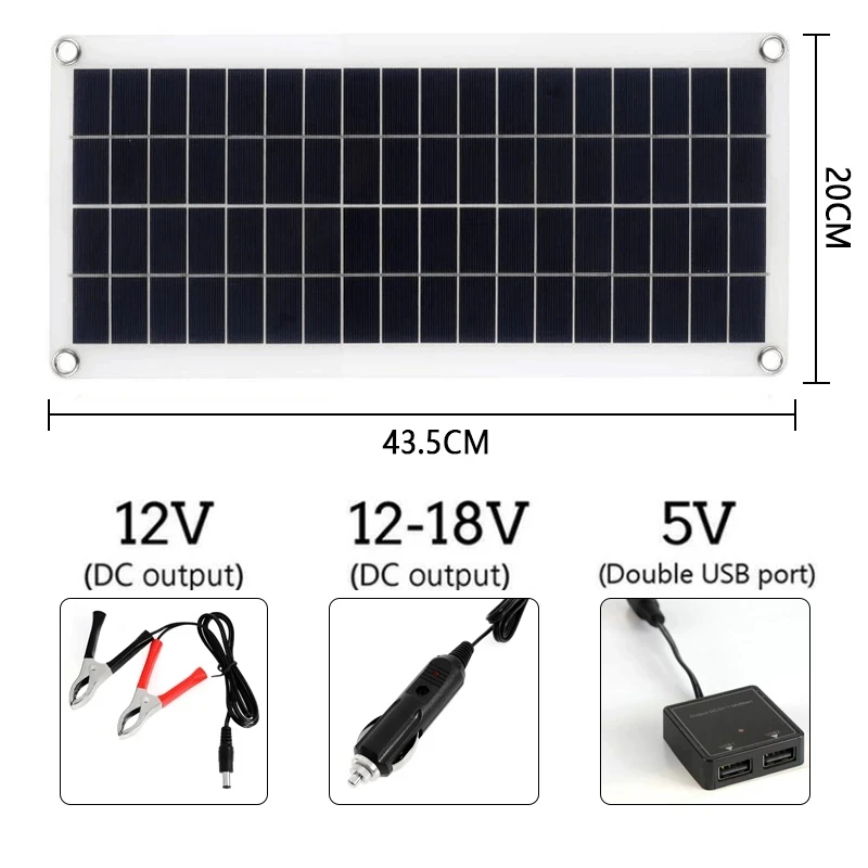 Комплект слънчеви панели с два USB 300 W 12 В В в комплект 30A 60A контролер на заряд, клетка за зарядно устройство за къмпинг на колела, външно захранване