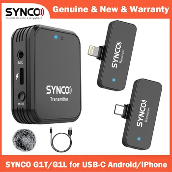 SYNCO G1 T L G1L G1T Безжична Петличная Микрофон Система За Устройства iPhone Светкавица Android Type C е Смартфон YouTube Tiktok