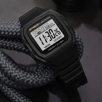 SYNOKE Мъжки часовник Модни водоустойчива led хроно спорт цифрови часовници Квадратни мъжки ръчни часовници, Електронни часовници Relogio Masculino