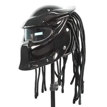 Аксесоари за мотоциклети Male Warrior, каска Predator PersonalityCosplay, ретро-плитка, ABS, матиран черен мотоциклет шлем за цялото лице