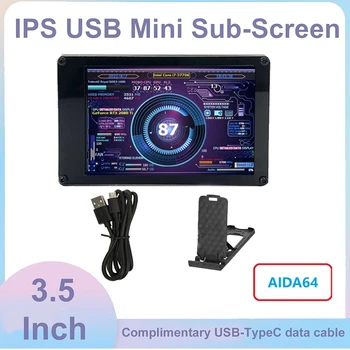 Дисплей на шасито AIDA64 с 3,5-инчов IPS LCD екран, допълнителен екран USB на компютър с корпус от алуминиева сплав за Raspberry Pi