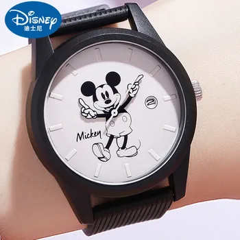 Оригинален детски часовник Disney с анимационни Мики Маус, ежедневни кварцов часовник, млада дама, момче, момиче, студентка, дата, светещи часовници