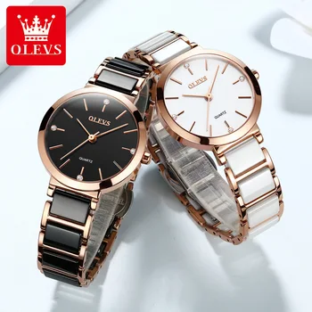 Часовници OLEVS, дамска мода, керамика, прости часовници, луксозни водоустойчив ръчен часовник, леки, удобни за жени, часовници приятелка