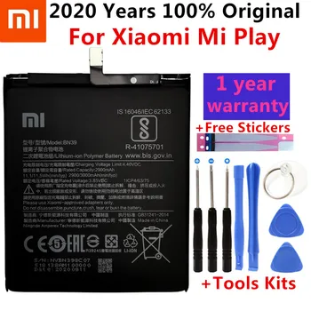 100% Оригинален Xiao Mi Оригинални сменяеми батерия BN39 за Xiaomi Mi Play, автентична батерия за мобилни телефони с капацитет 3000 mah
