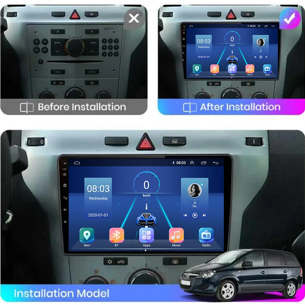 NAVISTART Автомагнитола За Opel Zafira B, Astra H 2005-2014 Мултимедиен Плеър 4G WIFI, BT, GPS навигационни системи, Аудио и Видео Стерео-RDS 2 Din