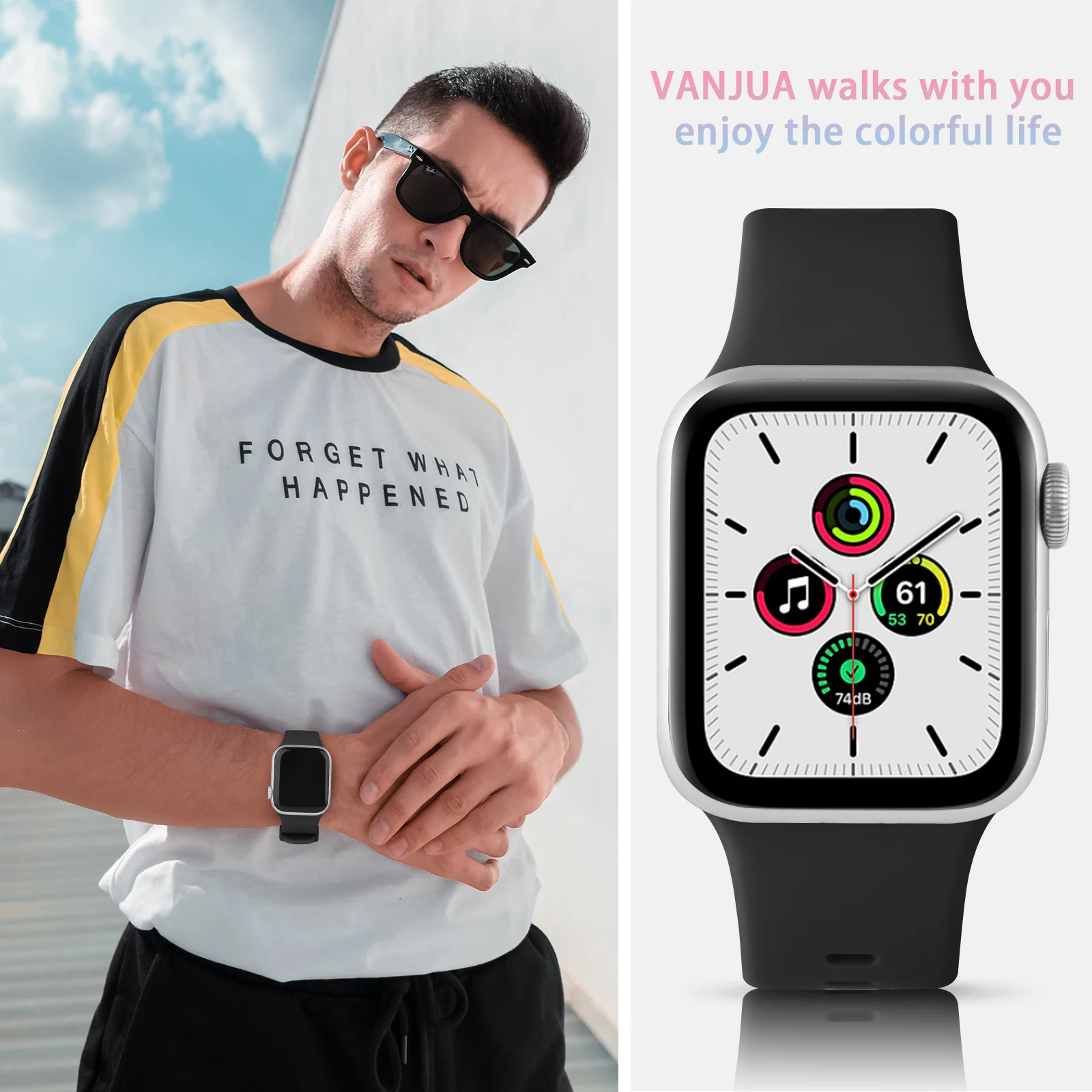 Силиконов Спортен лента OPPO за Apple Watch Серия 7 Se 6 5 4 3 44 мм 40 мм Смарт Гривна Каишка за часовник iWatch 7 45 мм, 38 мм 42 мм