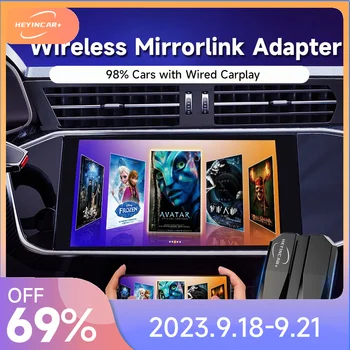 2023 НОВ Безжичен екран HEYINCAR Mirrorlink CarPlay Кабелен Безжичен Android Auto Netflix, YouTube Smart Iptv Ai Box Car Play