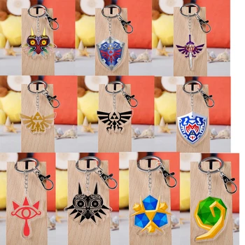 20pcs Zeldas Hylian Щит Акрилен Ключодържател Дъх на Диви Шейх Eye Mask Специалности Лого Висулка Ключодържател Бижута