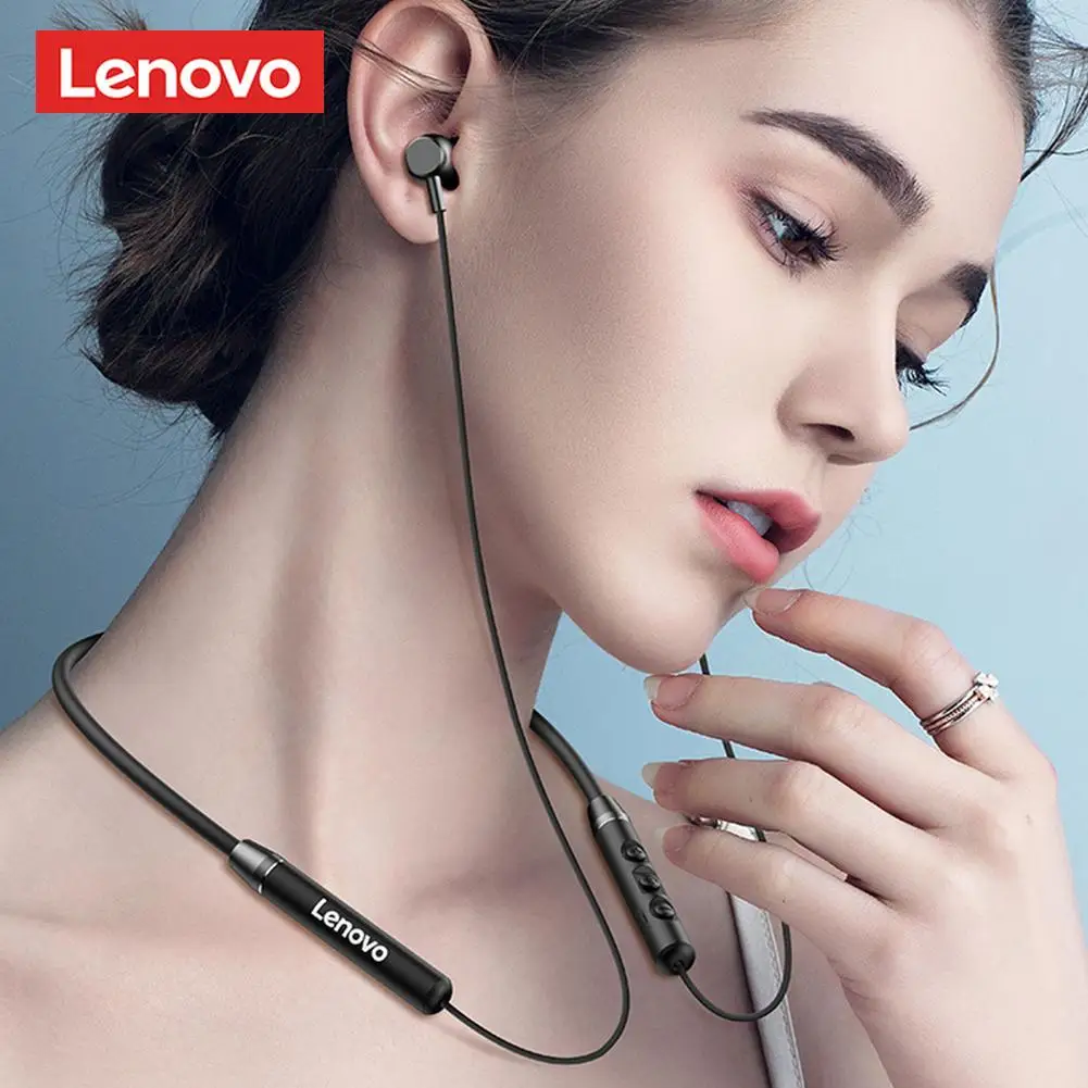 Слушалки Lenovo QE03 Безжична слушалка Fone Bluetooth с магнитен ръб на шията IPX5 Водоустойчиви спортни слушалки с микрофон с шумопотискане