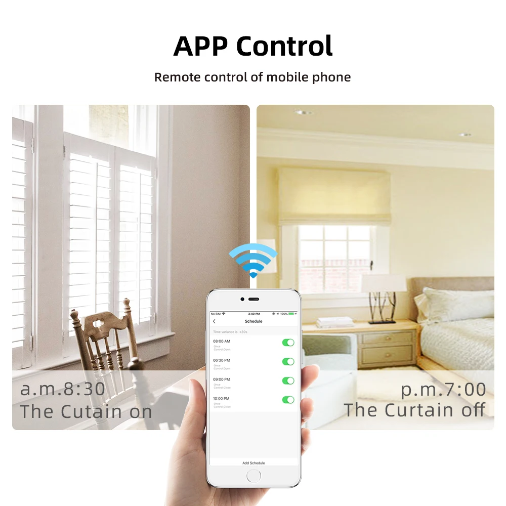 Интелигентните устройства на Hristo WiFi, умен сачмен мотор за 40-мм тръба, моторизирани щори, приложение Smart Life Алекса Google Home Control