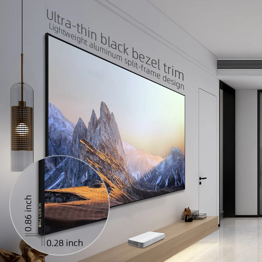 Най-продаваният 120-инчов 16:9 4K UST ALR прожекционен екран с фиксирани панела HD за домашно кино с ультракоротким ход прожекционен екран