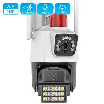 8MP 4K двухобъективная IP камера с двойна екран 4MP Цветна камера за нощно виждане с автоматично проследяване на PTZ Wifi камера водоустойчива камера за видеонаблюдение