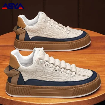 ASYAPOY/ спортни и ежедневни мъжки обувки, модерни дизайнерски обувки, удобни мъжки спортни обувки на платформа, маратонки на равна подметка, Zapatos De Hombre