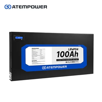 ATEM POWER Deep Cycle 12v 100ah Slimline BMS Slim Lifepo4, Литиево-йонна Батерия за АВТОБУСА
