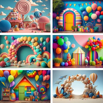 Avezano 3D, цветен фон от горещ въздух, арка с балони, порти, детски фон за портретна фотография, реквизит за снимки