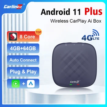CarlinKit Mini Carplay Ai Box Android 11 QCM6125 2290 Безжичен CarPlay Android Auto IPTV YouTube За Ford Kia Mazda, Fiat, VW Benz