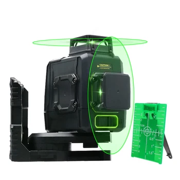 CLUBIONA MD08G Немски диоден лазерен 3D Зелен лазер ниво с 2 x 360 отделни работни линии и литиево-йонна батерия с капацитет 5200 mah
