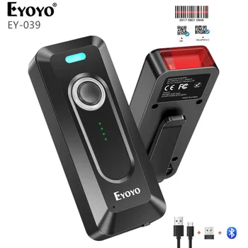 Eyoyo EY-039 2D Bluetooth баркод Скенер с Безжична клип 2000 ма Индикатор за нивото на зареждане на батерията Портативен Мини Четец на QR баркод
