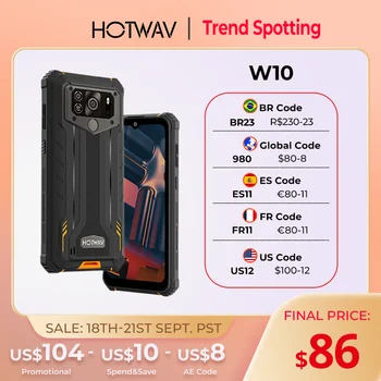 HOTWAV W10 Голяма Батерия Издръжлив Смартфон с Android 12 Мобилен Телефон 13MP Камера IP68 IP69K 6,53 