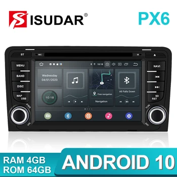 Isudar PX6 2 Din Android 10 Автомобилен Мултимедиен Плеър DVD GPS За Audi A3 8P 3-Местен автомобил тип Хетчбек/S3/RS3 Sportback Авто Радио FM Стерео