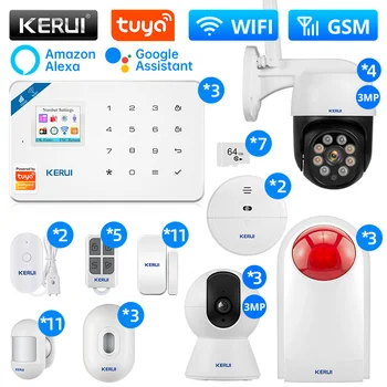 KERUI W181 Безжична домашна аларма Sasha Аларма с датчик за движение сот, WIFI GSM Централен блок Комплект панел за аларма