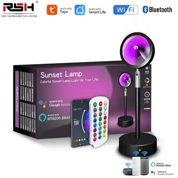 Sasha 16 цвята Wi-Fi, BT лампа за залез проектор RGB led лека нощ на Hristo Smart APP дистанционно управление украса спални снимка