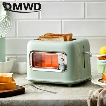 Автоматични електрически тостер, машина за печене на хляб, прозорец за визуализация, 5 скоростна кутия, регулируем пещ за печене, сандвич-скара, домашно приготвена закуска