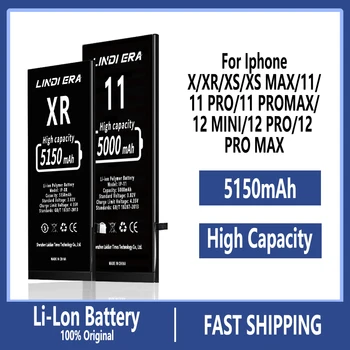 Батерия LINDI ERA За iPhone X XR XS MAX 11 12MINI 12PM Взаимозаменяеми Батерия Bateria 