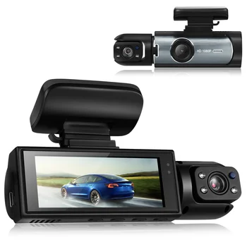 Видеорекордер 316 инчов 1080P, широка камера с двойна леща, камера за задно виждане, G-сензор, секретарят на шофиране на кола