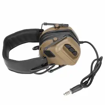 Военна слушалки без шумопотискане, многофункционални сгъваеми ловни слушалки грязевого цветове за вътрешна комуникация