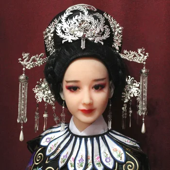 Древнекитайский аксесоар за коса Hanfu, диадема за коса със сребърна принцеса-императрица Мяо, универсална сребърна диадема за телевизионни игри, cosplay
