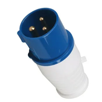 + Заземляющая промишлена водоустойчив socket 16A 240V 3 сини заземителни контакти + ЗАЗЕМЕН * промишлен IP44 мъжки /женски болт