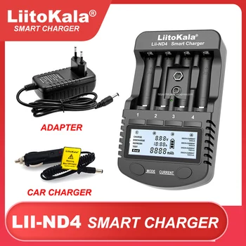 Зарядно устройство LiitoKala Lii-ND4 NiMH/Cd зарядно устройство за aa aaa с LCD дисплей и тест капацитет на батерията за акумулаторни батерии 1.2 aa aaa и 9 Век