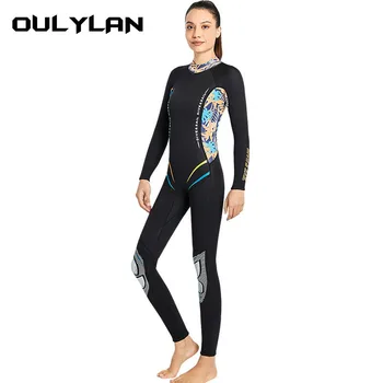 Неопрен Oulylan за свободното гмуркане, сърф, 3 мм неопреновый костюм за гмуркане, женски топлото есенно-зимния бански костюм с дълги ръкави, съдържание на пакета