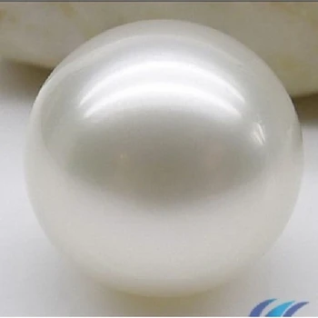 Огромен очарователен 17-18 мм естествен морски бял кръг перли, добър блясък россыпью