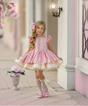 От 0 до 8 години за малки момичета, пролетта и лятото rose винтажное бална рокля от испанската принцеса, празнична рокля за Коледа