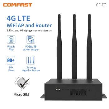 Открит 4G СИМ-карта Wifi Рутер с 3G LTE CPE 300 Mbps CAT4 90 Потребители Wifi 3Antenna RJ-45 Безжичен Модем Точка за Достъп Poe/Usb Захранване