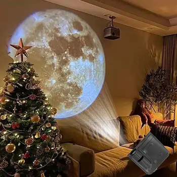 Проекционная лампа Aurora Moon Galaxy Творчески фон Атмосфера на нощна светлина на Земята проектор, лампа за снимане 16 картички Листа
