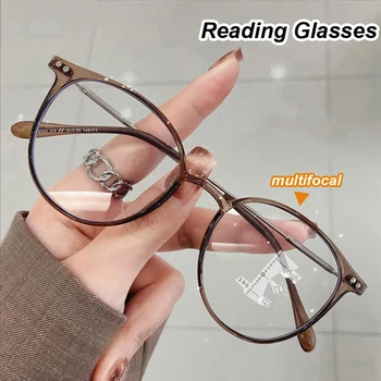 Свръхлеки прогресивни очила за четене, за жени, мъже, очила с защита от синя светлина, готови оптични мультифокальные очила за старческо