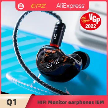 Слушалки EPZ Q1 Опънат HI-Fi бас слушалки IEM ушите с монитор 0,78 2-пинов сменяем кабел слушалки
