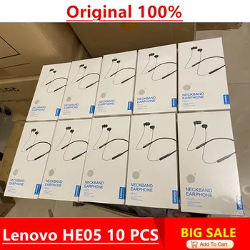 Слушалки Lenovo Bluetooth HE05 10 бр. безжични слушалки с магнитен ръб на шията, водоустойчива спортна слушалки с микрофон